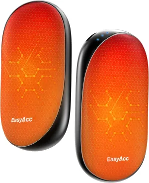 EasyAcc Hand Warmers Rechargeable 2 Pack, 10000mAh Magnetic Hand Warmers, 18Hrs Long Heating, with Camping Hook, Portable Power Bank, Pocket Size, Gifts for Christmas, Camping