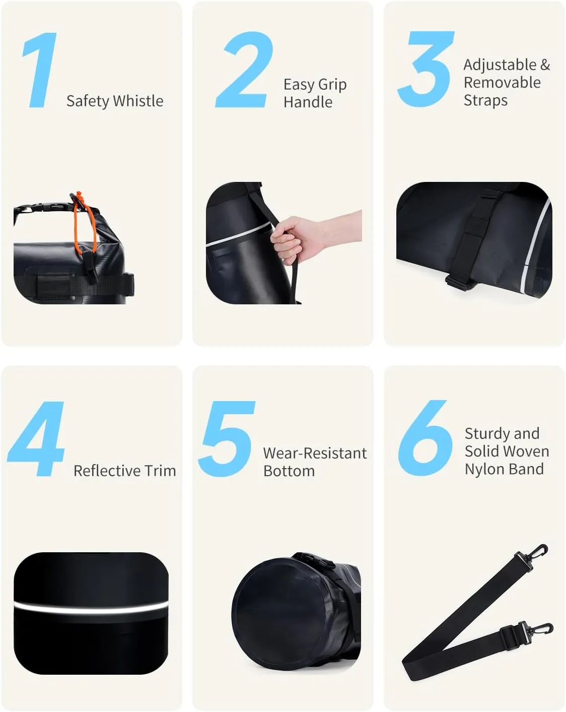ECOHUB Waterproof Dry Bag for Women Men, 5L/10L/20L Roll Top Lightweight Dry Storage Bag Backpack for Travel Kayaking Hiking Floating with Waterproof Phone Case