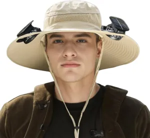 Economicalk Fan Hat, Wide Brim Solar Fan Outdoor Fishing Hat, Waterproof Solar Fan Hats for Men & Women Travel