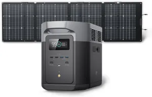 EF ECOFLOW Solar Generator DELTA 2 Max 2048Wh with 220W Solar Panel, LiFePO4 Battery Portable Power Station, Up to 3400W AC Output, AC   Solar Fast Dual Charging 0-100% in 1 Hr For Outdoor Camping RV