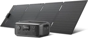 EF ECOFLOW Solar Generator River 3 with 60W Solar Panel, 245Wh Portable Power Station LFP Battery, 300W Up to 600W AC Output, <20 MS UPS, 1Hr Fast Charging Power Station for Outdoor/RVs