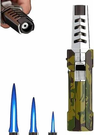 Electric Lighter,Fire Blaze Lighter, Refillable, Lighter Waterproof and Windproof Brite Fire Torch Lighter, Bright Fire Electric Torch Lighter(Green)