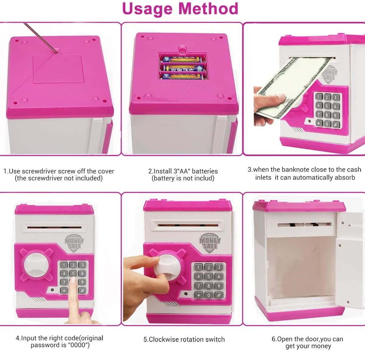 Electronic Piggy Bank for Kids 5 6 7 8 9 10 11 12 Year Old Girl Birthday Gifts Fun Toy for Age 5-12 for Kids to Save Cash and Coins (White Pink)