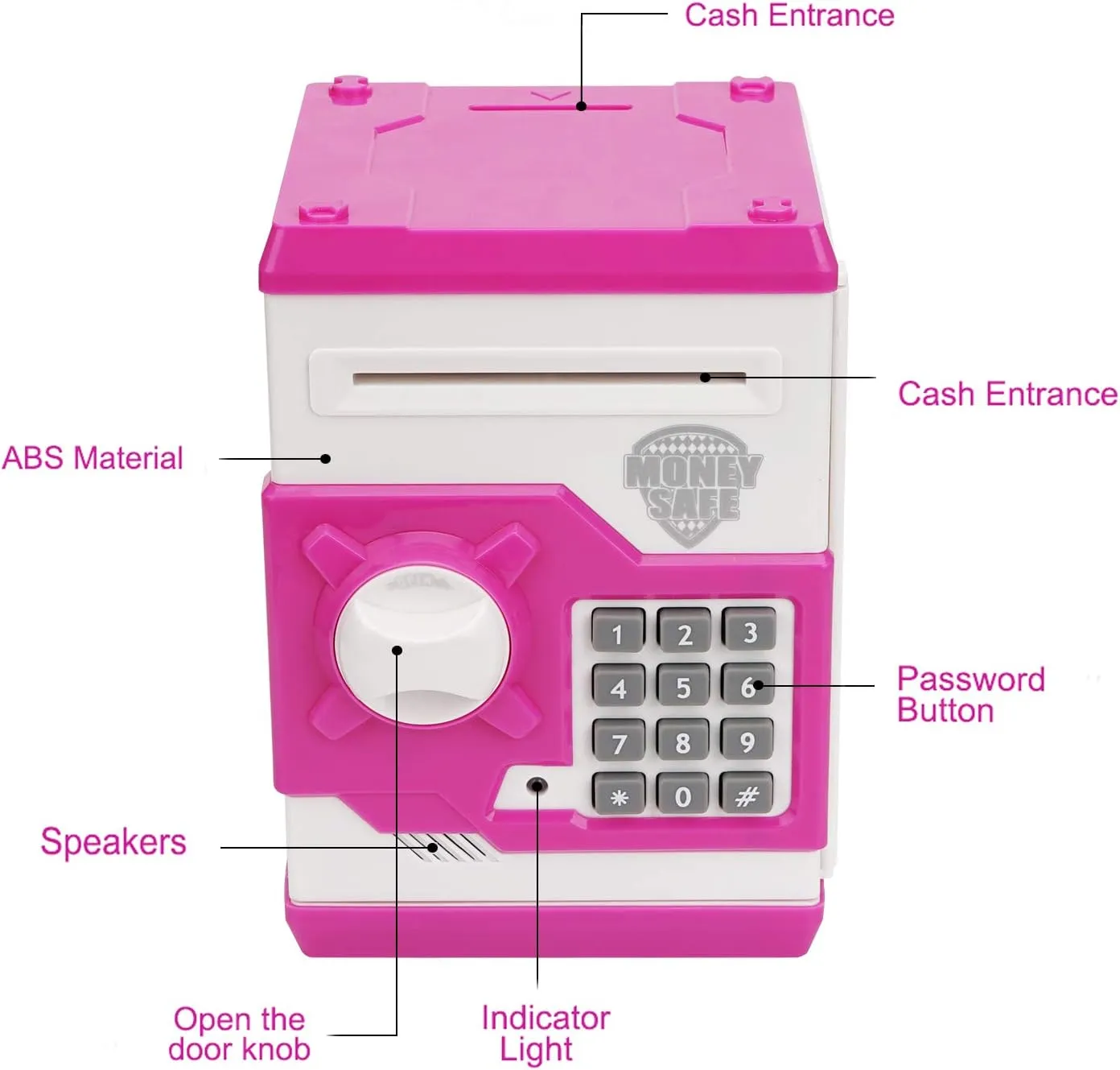 Electronic Piggy Bank for Kids 5 6 7 8 9 10 11 12 Year Old Girl Birthday Gifts Fun Toy for Age 5-12 for Kids to Save Cash and Coins (White Pink)