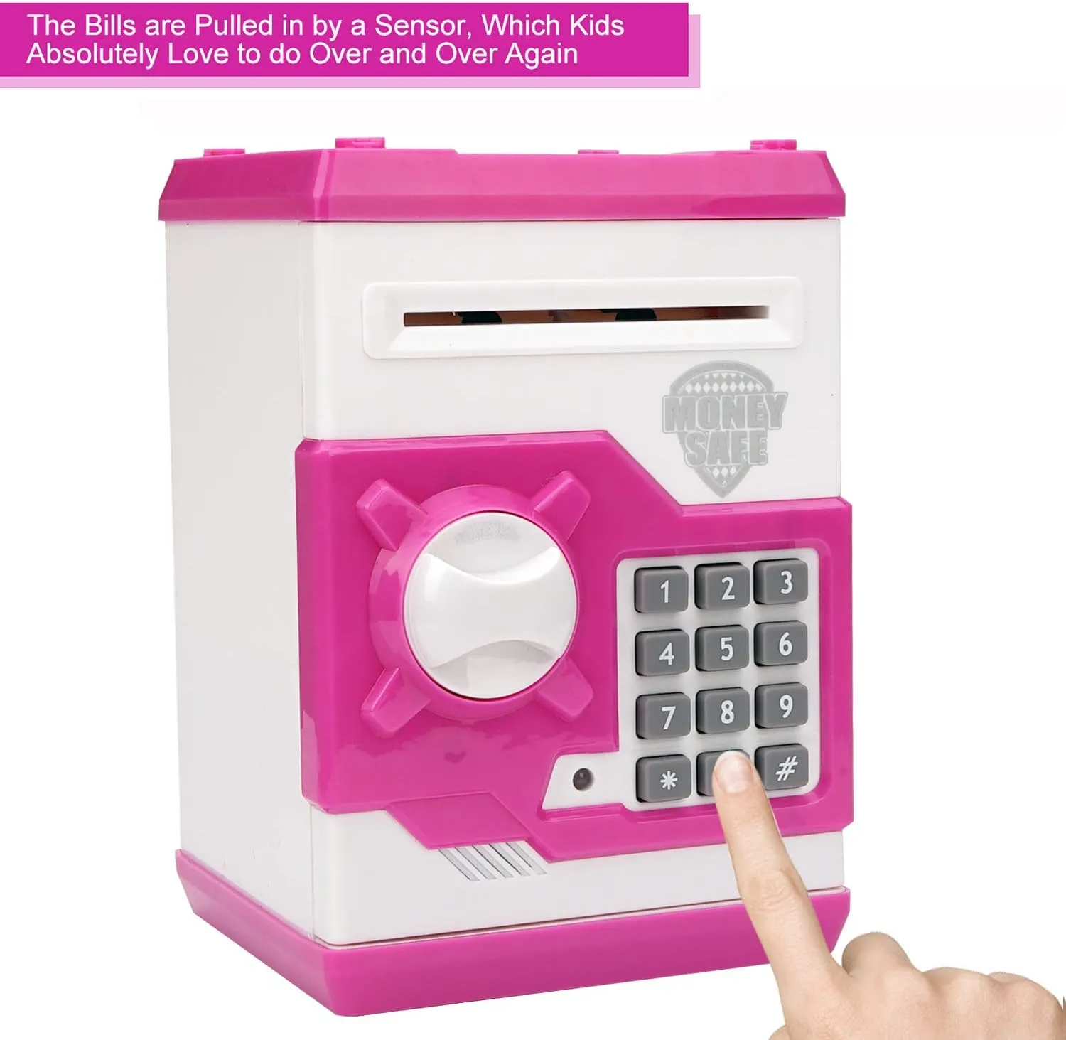 Electronic Piggy Bank for Kids 5 6 7 8 9 10 11 12 Year Old Girl Birthday Gifts Fun Toy for Age 5-12 for Kids to Save Cash and Coins (White Pink)