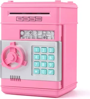 Electronic Piggy Bank for Kids Cash Cartoon ATM Money Saver Bank for Kids with Password Great Gift Toy for Kids Children (Pink)
