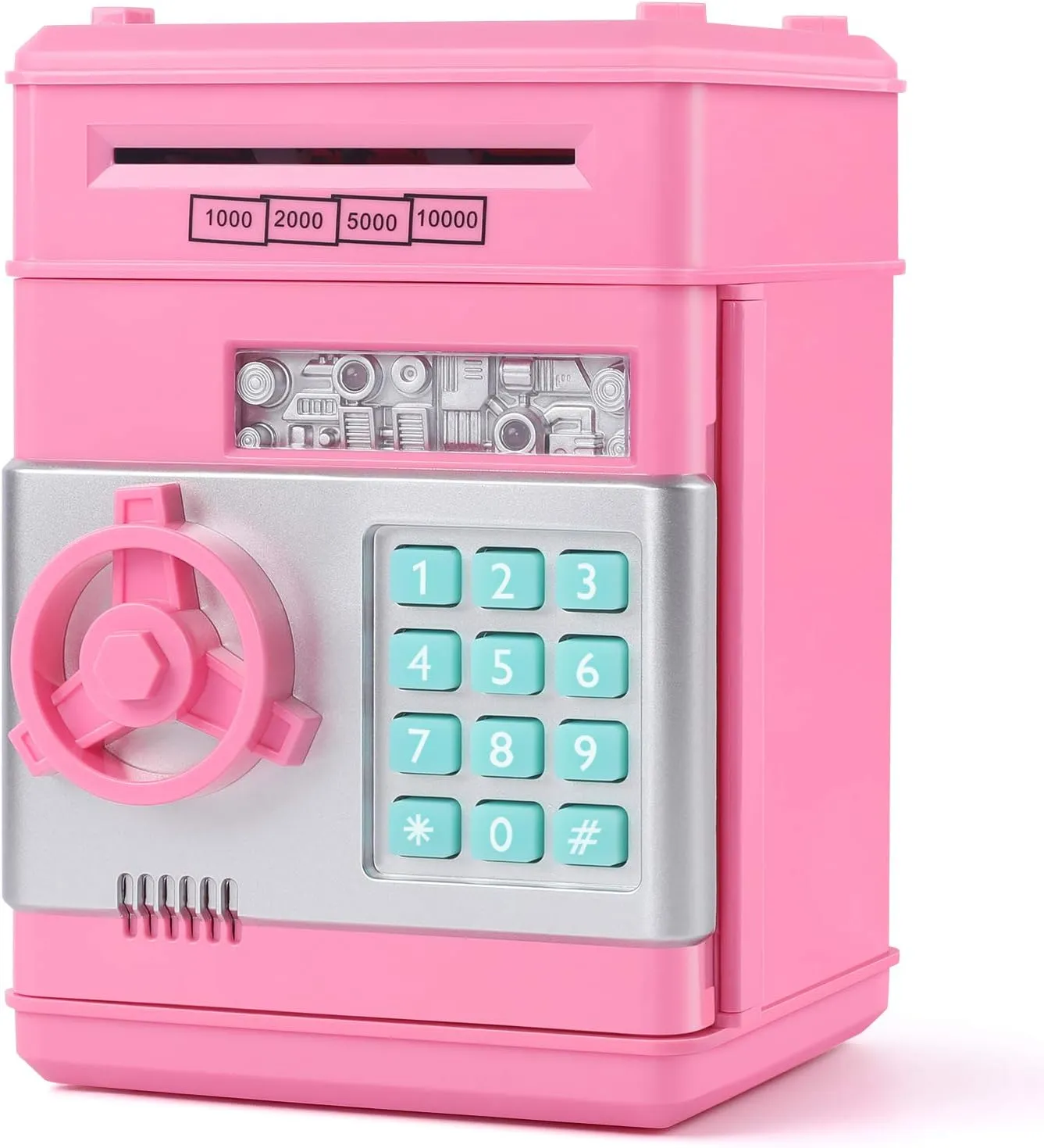 Electronic Piggy Bank for Kids Cash Cartoon ATM Money Saver Bank for Kids with Password Great Gift Toy for Kids Children (Pink)