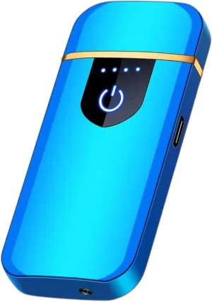 Electronic USB Rechargeable Lighter – Windproof Flameless Double-Sided Plasma Arc Lighter with LED Battery Indicator & Smart Touch Ignition – USB Charging Cable Included