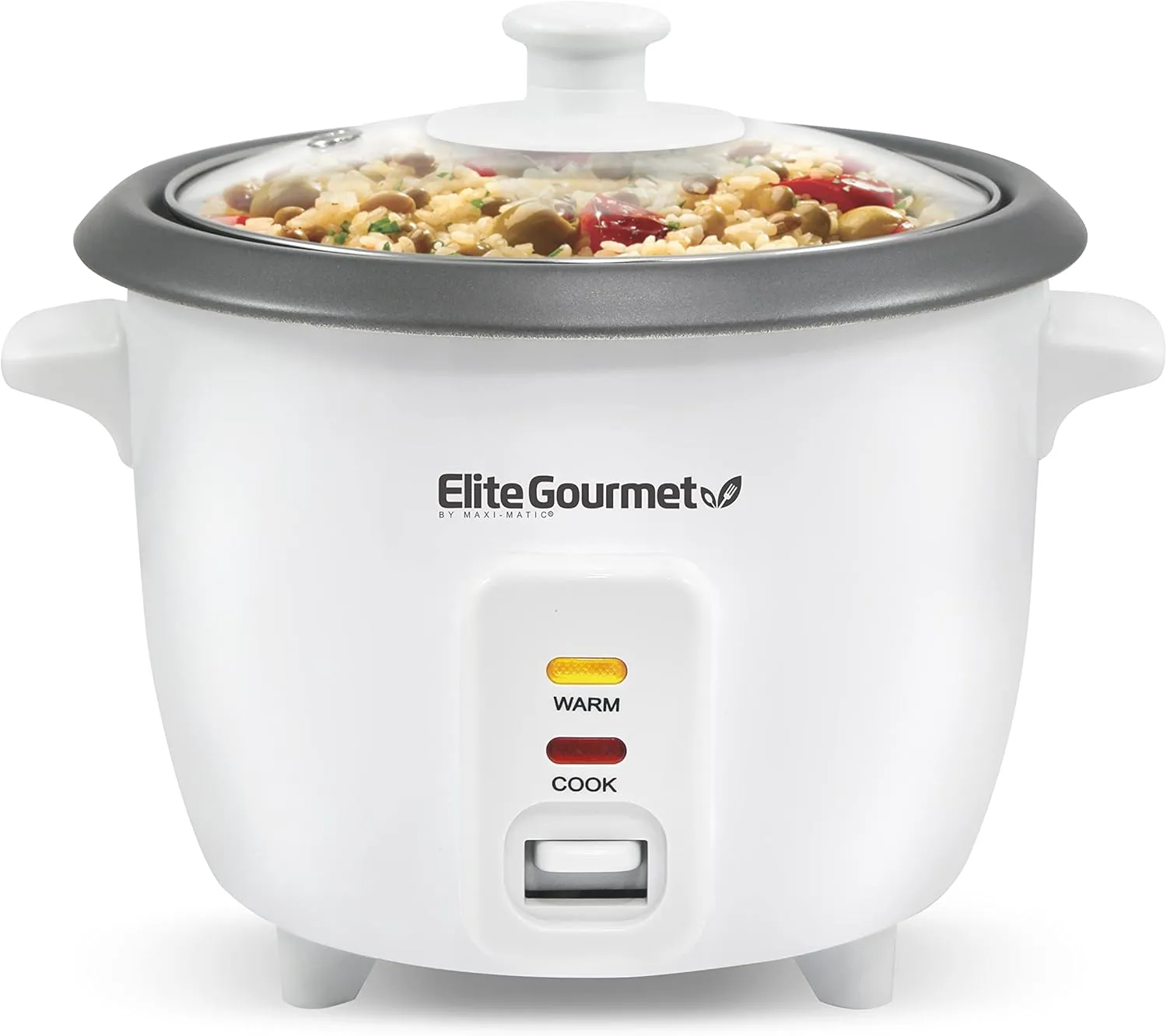 Elite Gourmet ERC-006NST# Electric Rice Cooker with Non Stick Inner Pot Makes Soups, Stews, Grains, Cereals, Keep Warm Feature, 6 Cups, White