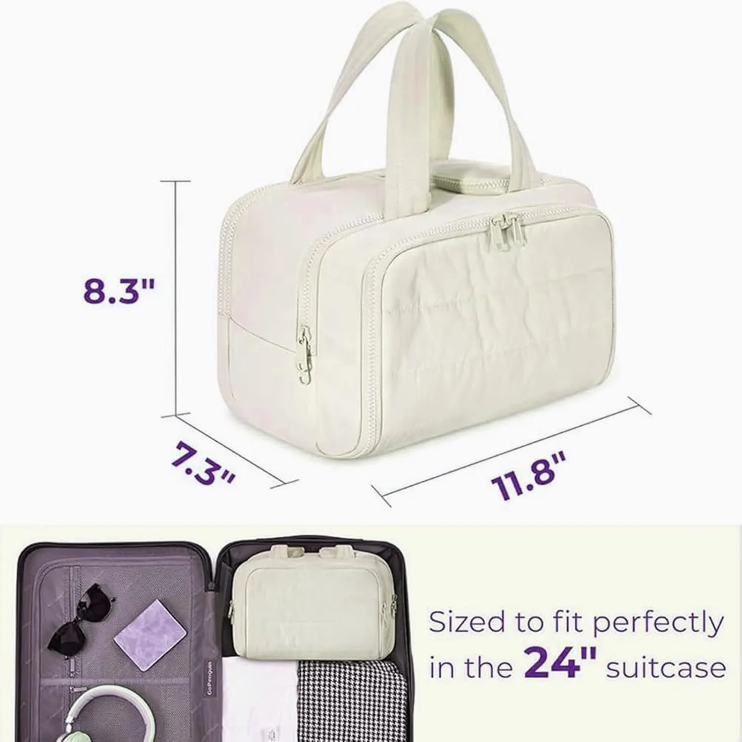 Elouva Toiletry Bag, Elouva Large Capacity Travel Cosmetic Bag, 4-In-1 Puffy Multi-Functional Toiletry Bags, Portable Waterproof Open Flat Organizer Bags, Can be taken on board (black)