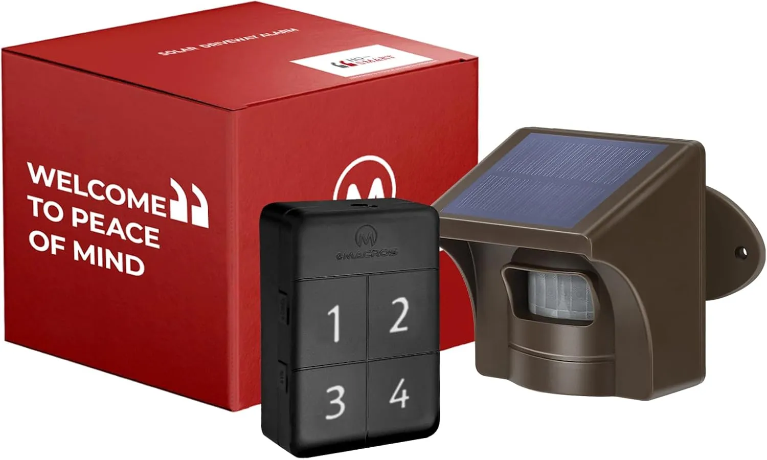 eMACROS Safeguard Wireless Driveway Alarm with SST PIR Technology - 1/2 Mile Range, Weatherproof Motion Sensor, Rechargeable Receiver with 7-Day Backup Power & 38 Chimes, Incompatible with APP