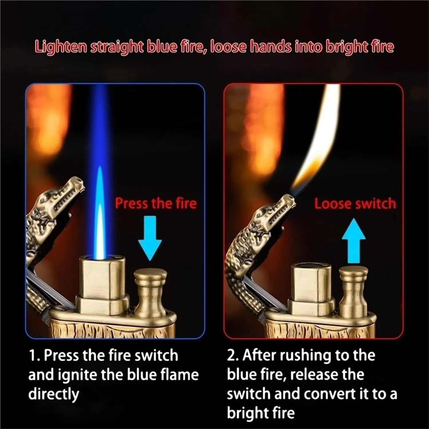 Embossed Metal Dual Flame Alkane Lighter, Windproof Jet Flame, Refillable, Adjustable Flame, Hand-Inlaid Convenient Lighter, for Gift/Shou'c (No Fuel Included)(Pink2)