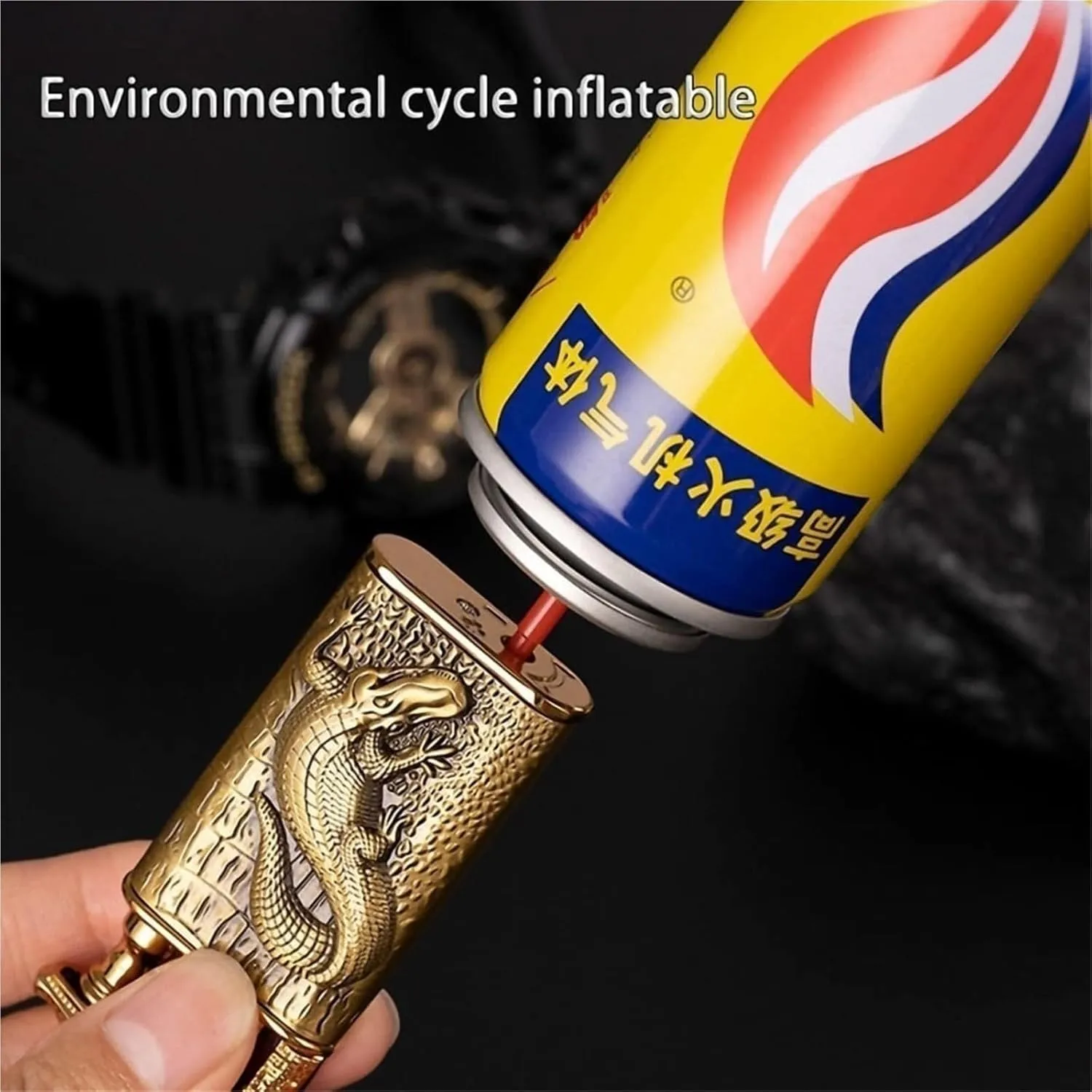 Embossed Metal Dual Flame Alkane Lighter, Windproof Jet Flame, Refillable, Adjustable Flame, Hand-Inlaid Convenient Lighter, for Gift/Shou'c (No Fuel Included)(Pink2)
