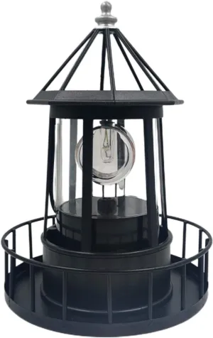 EMVANV LED Lighthouse, 360 Degree Rotating Landscape IP65 Waterproof LED Solar Lighthouse Outdoor Solar Light Lamp Hanging