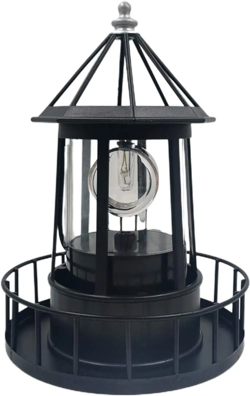 EMVANV LED Lighthouse, 360 Degree Rotating Landscape IP65 Waterproof LED Solar Lighthouse Outdoor Solar Light Lamp Hanging