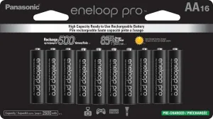 Eneloop Panasonic BK-3HCCA16FA pro AA High Capacity Ni-MH Pre-Charged Rechargeable Batteries, 16-Battery Pack