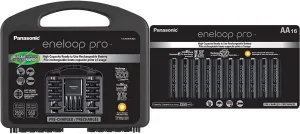 Eneloop Panasonic K-KJ55KHC82A pro High Capacity Rechargeable Batteries Power Pack 8AA, 2AAA & Panasonic BK-3HCCA16FA pro AA High Capacity Ni-MH Pre-Charged Rechargeable Batteries, 16 Pack