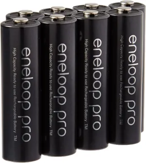 Eneloop Pro AA High Capacity Ni-MH 2550mAh (Min. 2450mAh) Pre-Charged Rechargeable Battery with Holder Pack of 8