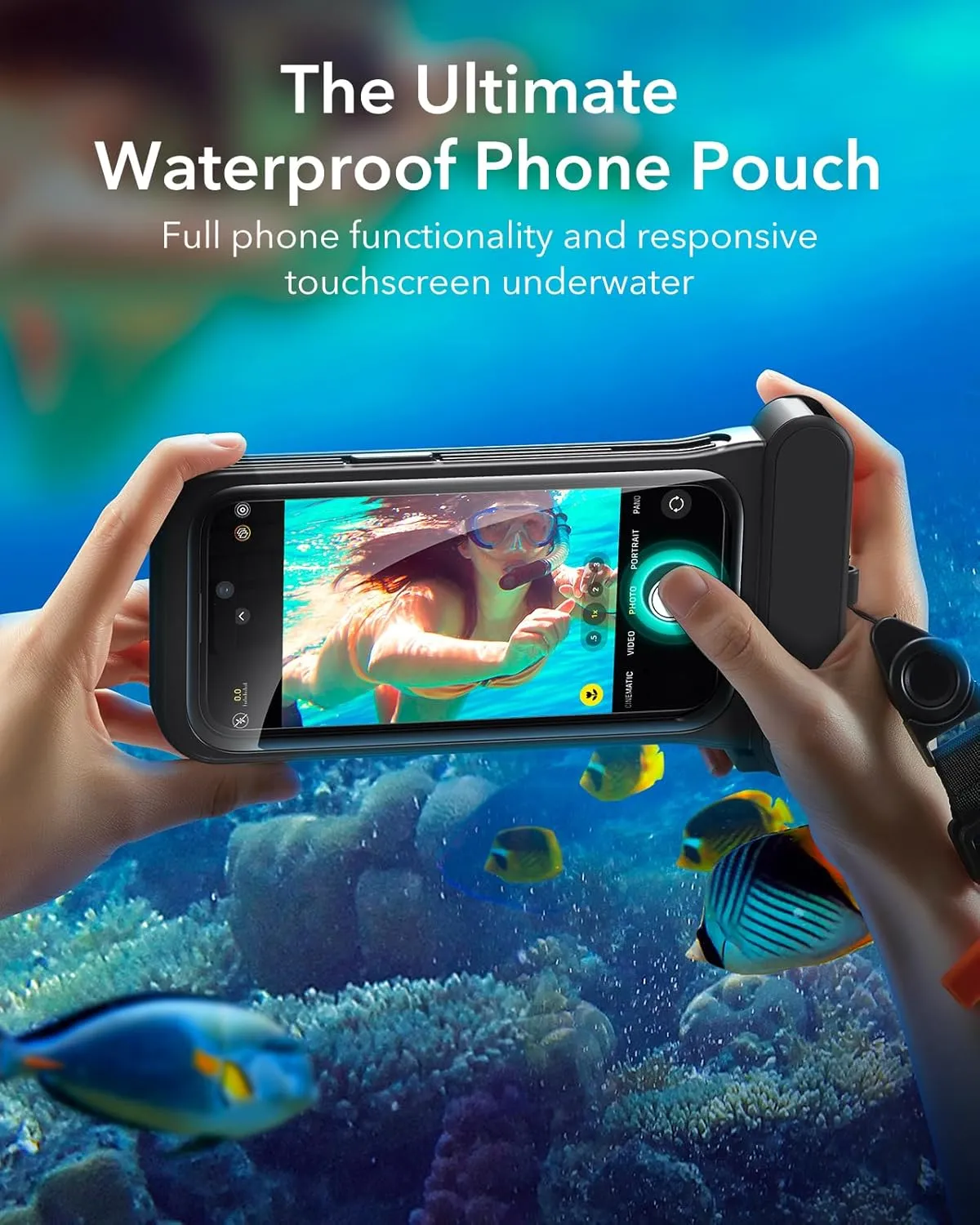 ESR Waterproof Phone Pouch for iPhone 15 Pro / 14 Pro / 13 Pro, Underwater Touch Sensitivity, IPX8 Floating Waterproof Cellphone Case with Lanyard, Dry Bag for Snorkeling, Black