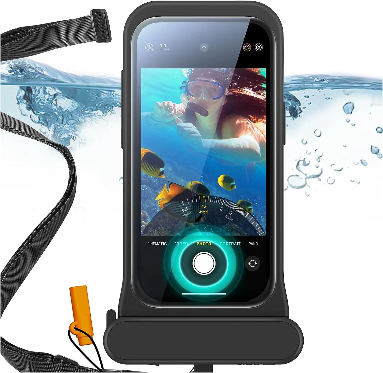 ESR Waterproof Phone Pouch for iPhone 15 Pro / 14 Pro / 13 Pro, Underwater Touch Sensitivity, IPX8 Floating Waterproof Cellphone Case with Lanyard, Dry Bag for Snorkeling, Black