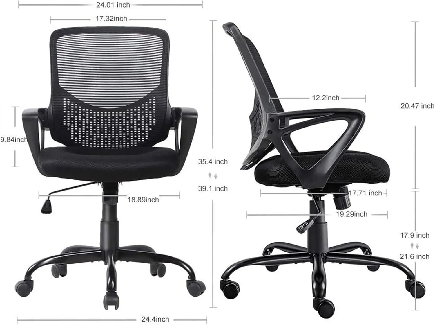 Executive Desk Chair Office Chair Ergonomic Desk Chair Mesh PC Chair Lumbar Support Modern Executive Adjustable Stool Rolling Swivel Chair with Armrests Office Chair (Color : B)