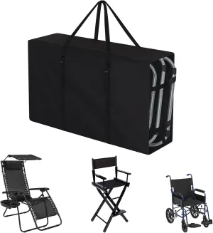 Explore Land 2-in-1 Folding Chair Storage Bag - 900D Furniture Cover for Lounge Zero Gravity Light Weight Transport Folding Rollator Walker(42" L x 9" W x 28" H, Black)
