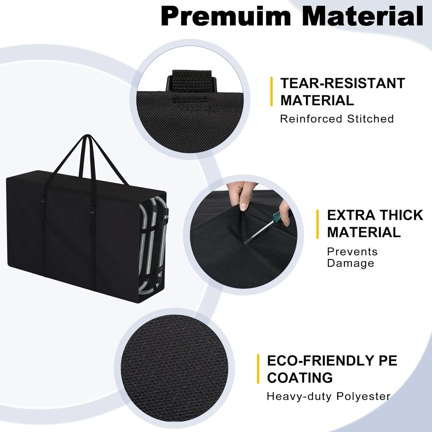 Explore Land 2-in-1 Folding Chair Storage Bag - 900D Furniture Cover for Lounge Zero Gravity Light Weight Transport Folding Rollator Walker(42" L x 9" W x 28" H, Black)