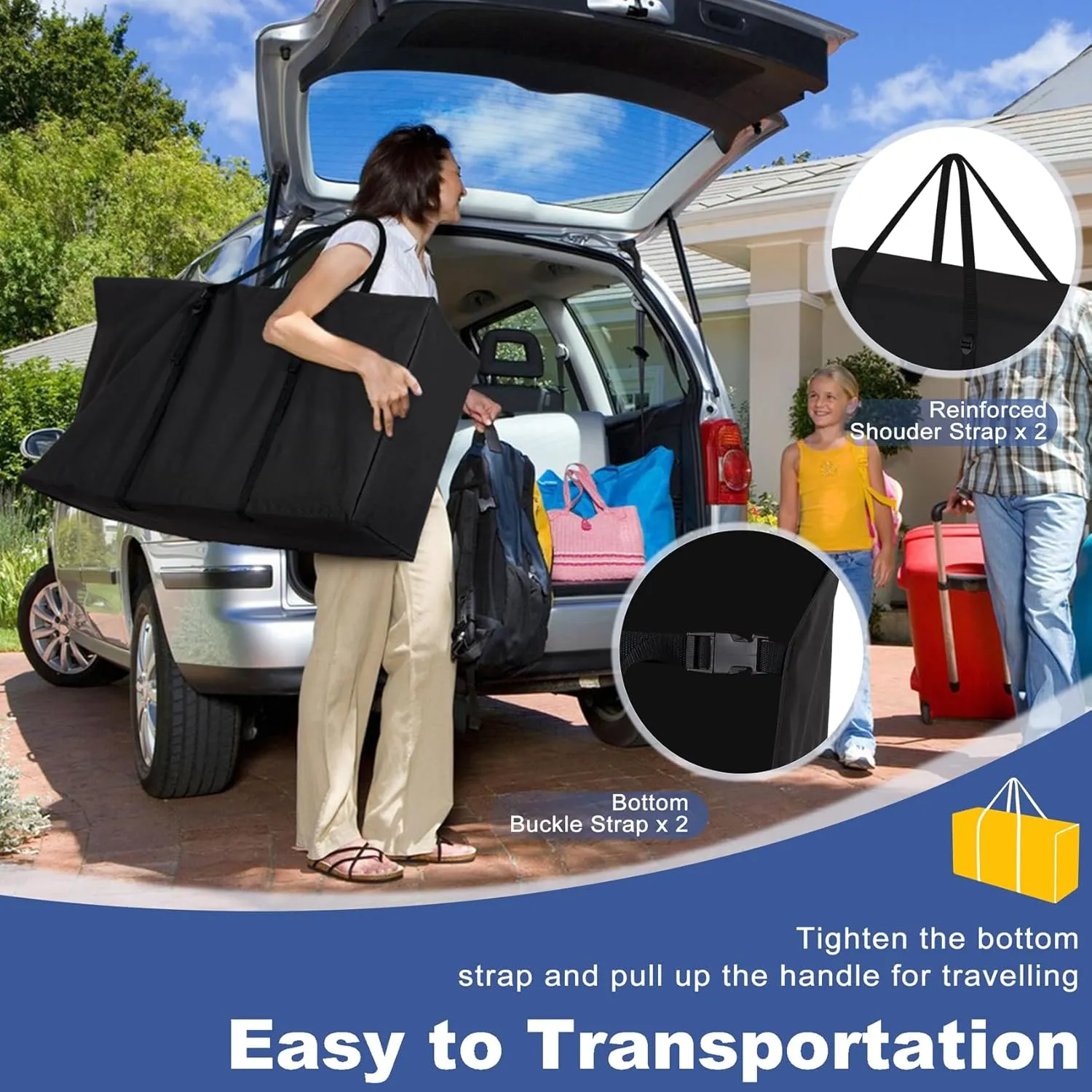 Explore Land 2-in-1 Folding Chair Storage Bag - 900D Furniture Cover for Lounge Zero Gravity Light Weight Transport Folding Rollator Walker(42" L x 9" W x 28" H, Black)