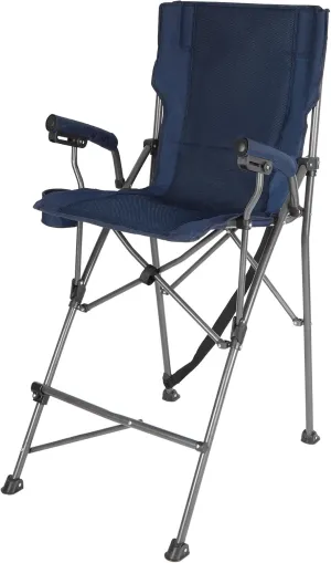 Extra Tall Folding Chairs for Adults 330lbs, Portable Bar Height Foldable Director Chairs for Camping Outside, Comfortable with High Back and Footrest, Navy Blue