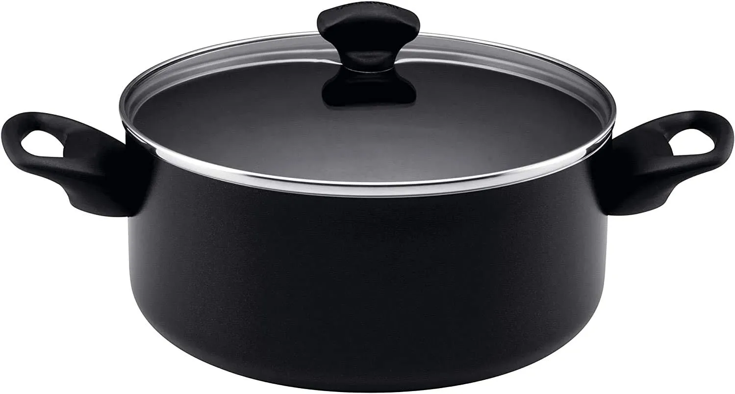 Farberware Dishwasher Safe Nonstick Cookware Pots and Pans Set, 15 Piece, Black,21806