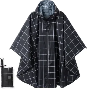 Fashion Hooded Rain Poncho Waterproof Raincoat Jacket with pocket for Women/Men/Adult