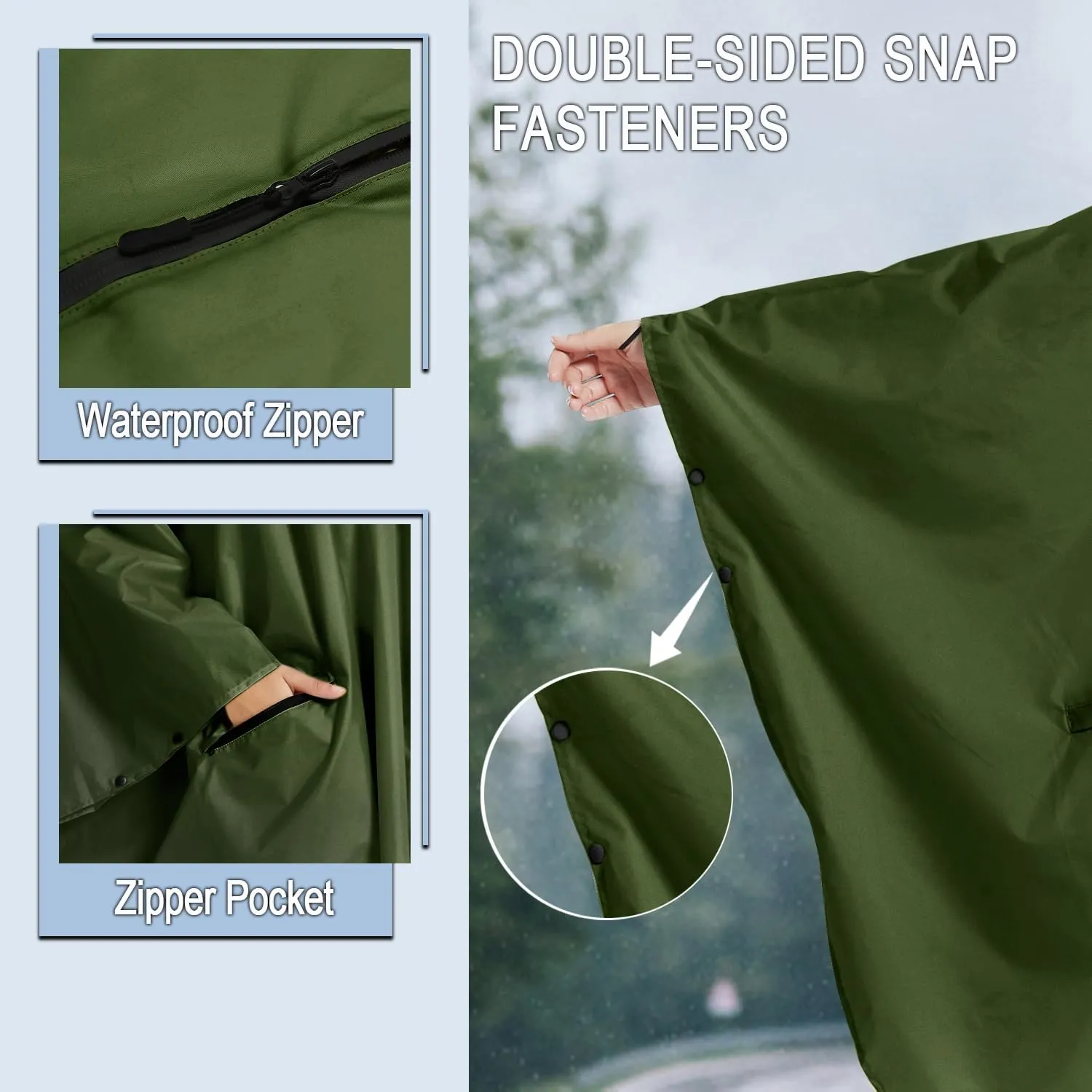 Fashion Hooded Rain Poncho Waterproof Raincoat Jacket with pocket for Women/Men/Adult