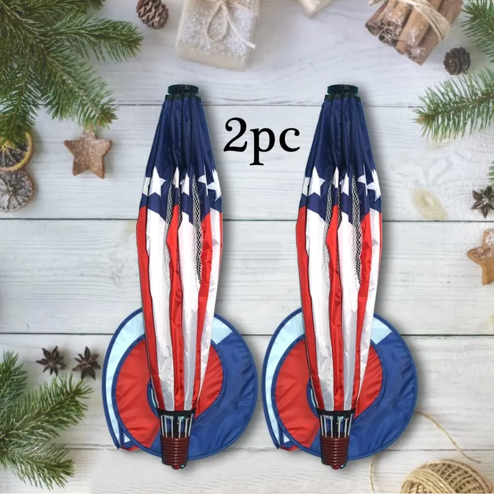 FENELY Patriotic Hot Air Balloon Garden Wind Spinners Giant Flag Pinwheels Whirligigs Windmill Toys for Kids Yard Decor Lawn Decorations Outdoor Whirlygig Windmills Wind Twister Everyday 59" L 2Pack