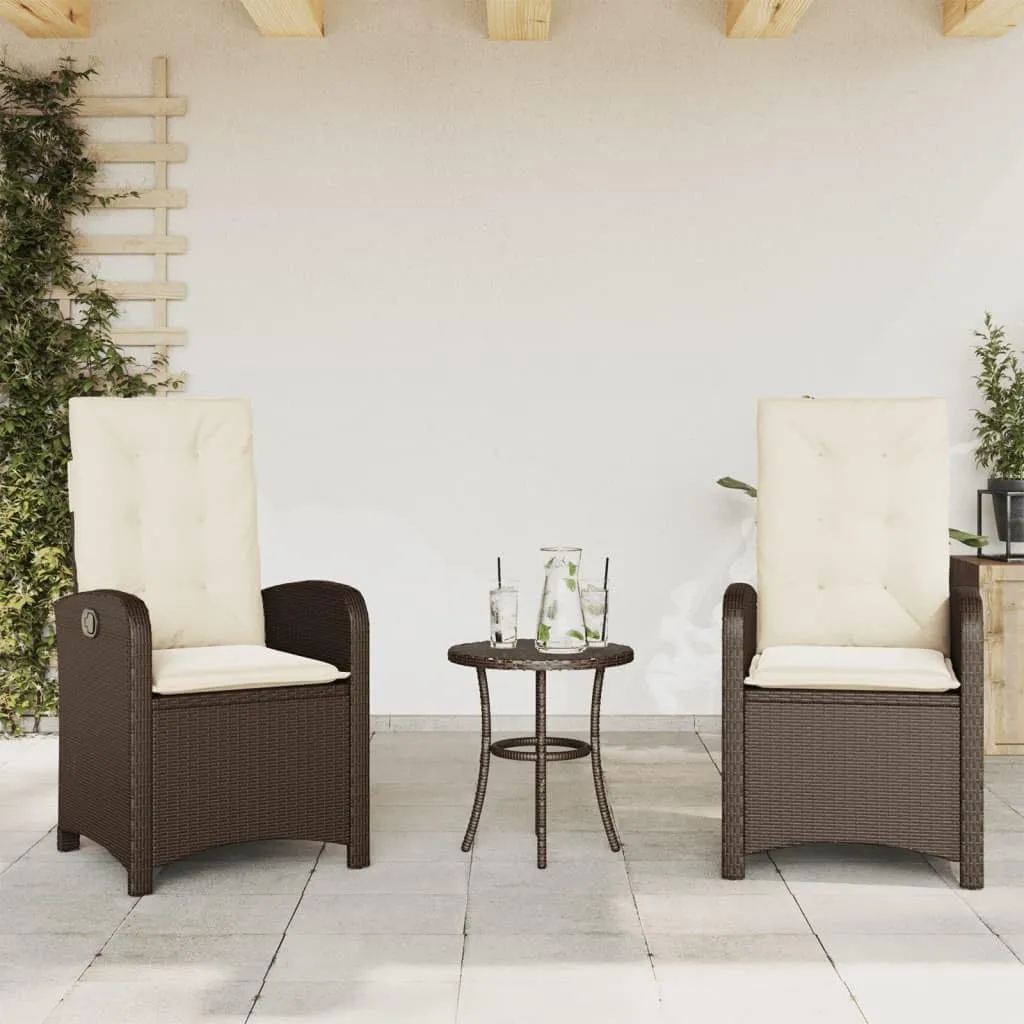 fire Pit Chairs,high Chair,Patio Furniture,Beach Chair,Reclining Patio Chairs 2 pcs with Cushions Brown Poly RattanFor Gardens, patios, Balconies