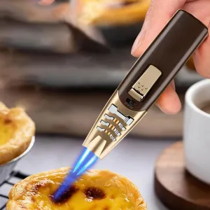 Fireblaze Electric Lighter Fire Blaze Lighter Powerful Adjustable Blue Flame Butane Torch Lighter Waterproof and Windproof Fireblaze Lighter Blaze Flame Lighters(Black)