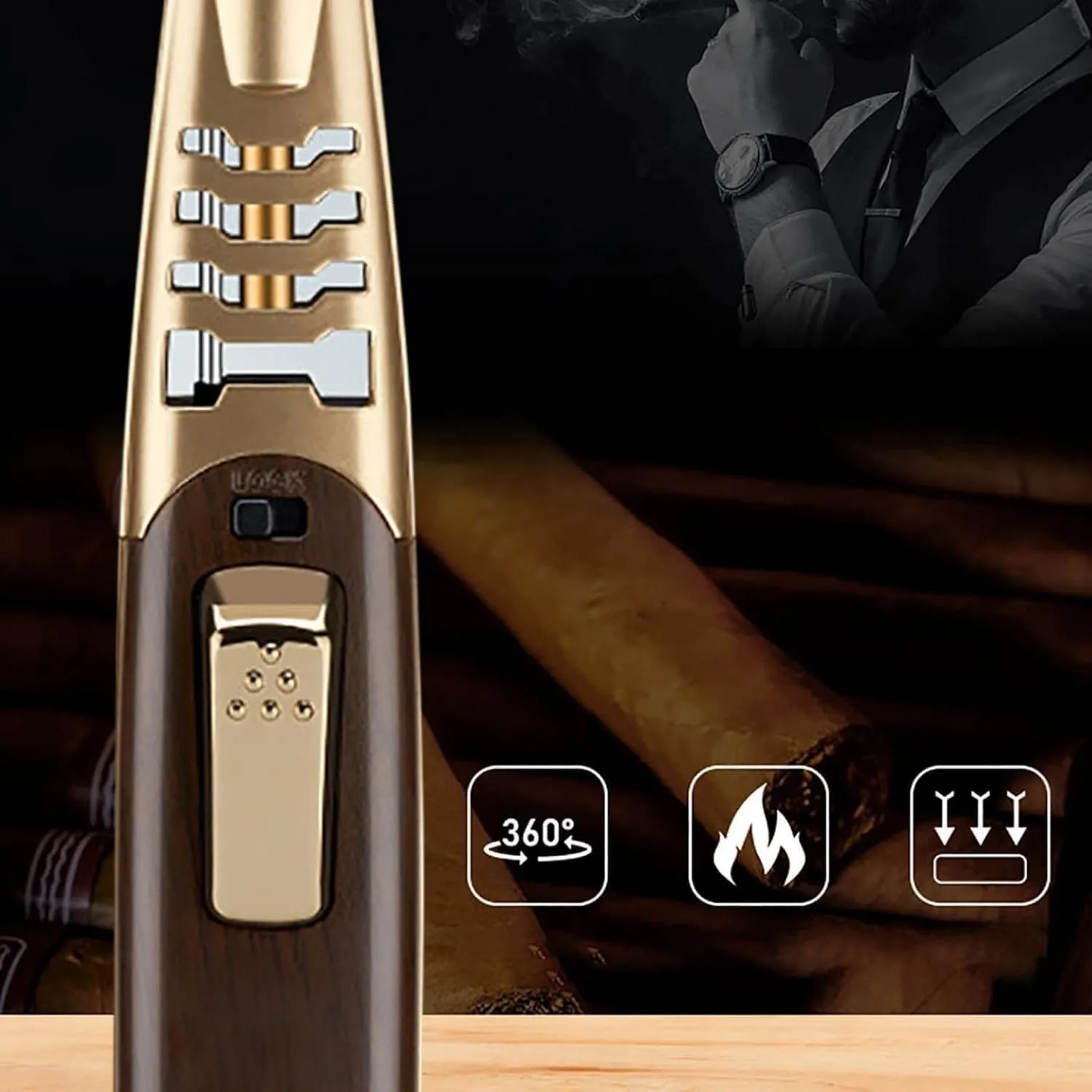 Fireblaze Electric Lighter Fire Blaze Lighter Powerful Adjustable Blue Flame Butane Torch Lighter Waterproof and Windproof Fireblaze Lighter Blaze Flame Lighters(Black)
