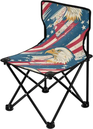 Fishing Hiking Chairs Backpacking Ultralight American Flag Wild Bird Backpack Chairs for Adults Includes Carry Bag