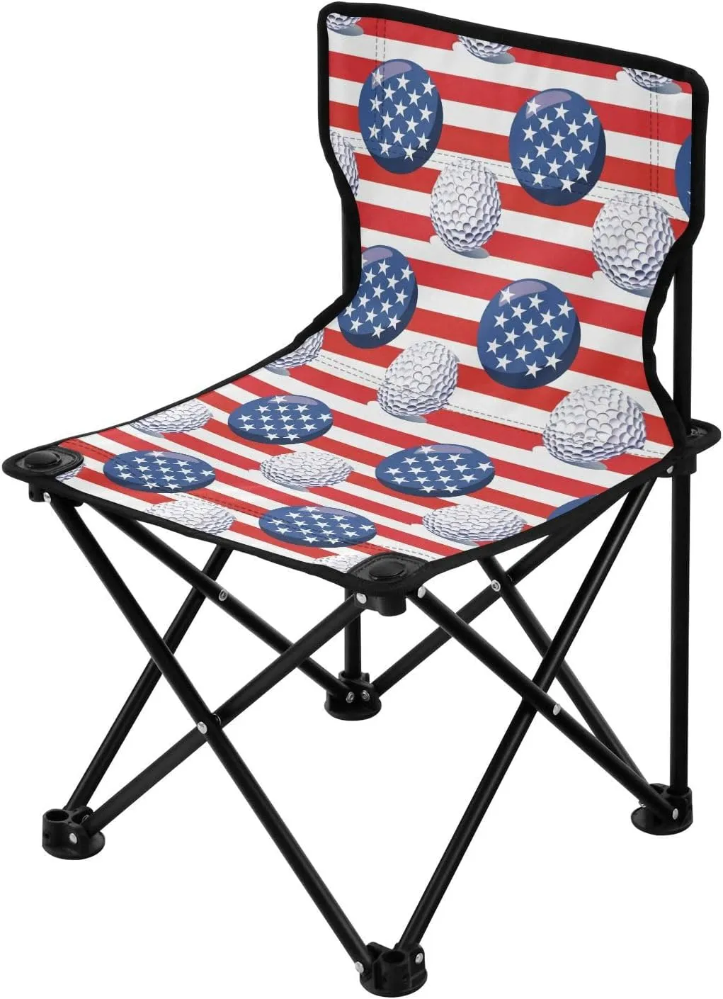 Flag Golfs 4th of July Independence Folding Portable Chairs for Adults Ultralight Beach Chair Backpack Carry Bag Included Travel Chairs for Adults for Indoor Outdoor