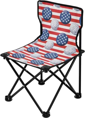 Flag Golfs 4th of July Independence Folding Portable Chairs for Adults Ultralight Beach Chair Backpack Carry Bag Included Travel Chairs for Adults for Indoor Outdoor