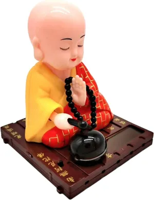 Flameer Solar Dancer Ornament ,Buddhist Monk Solar Pal The President- Dancing Solar - Car Desktop Office, 7x7x9cm/2.75x2.75x3.54inch - Yellow