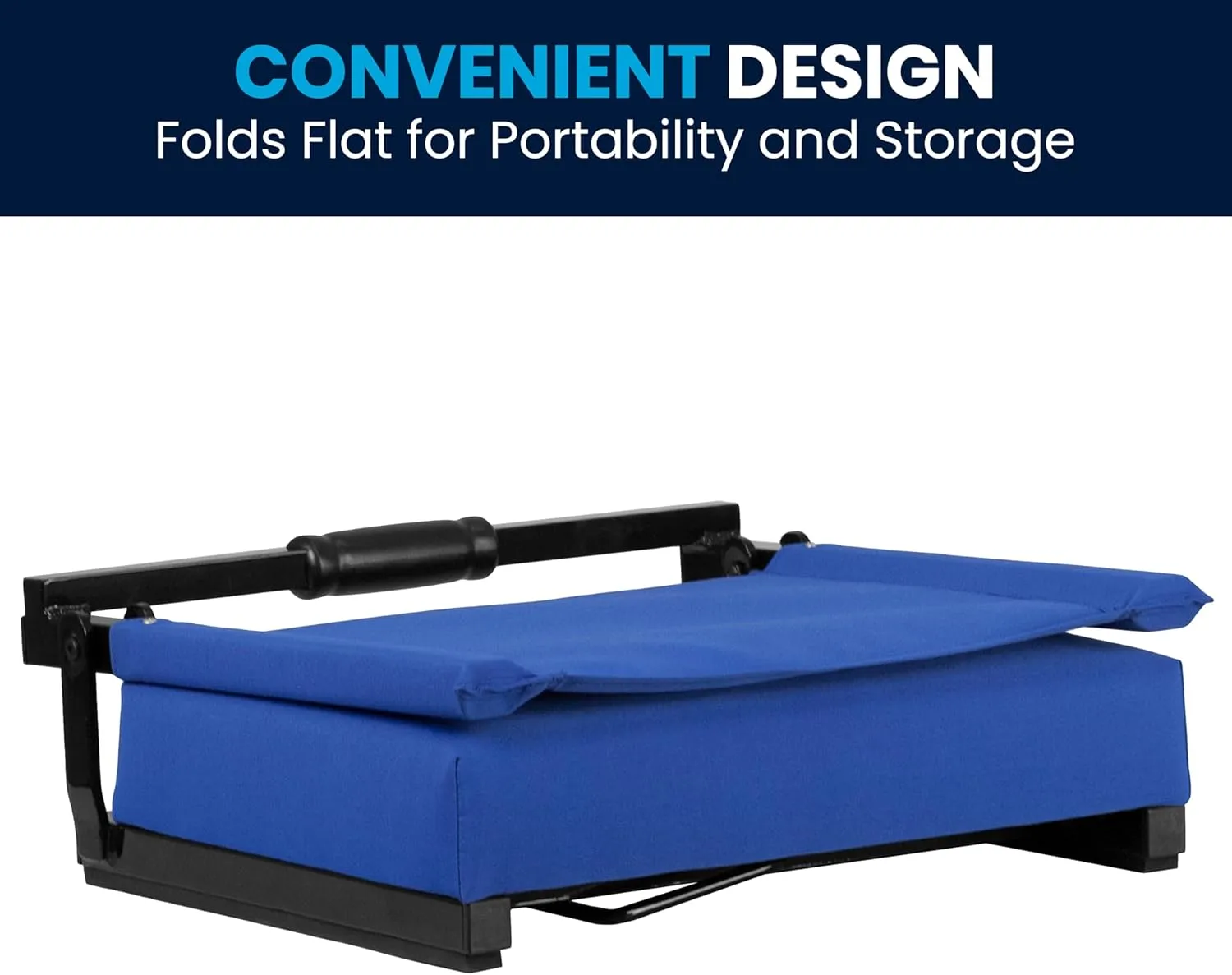 Flash Furniture Grandstand Portable Stadium Seat for Bleachers or Benches, Folding Padded Stadium Chair with Carrying Handle, 500 lb. Weight Capacity, Blue