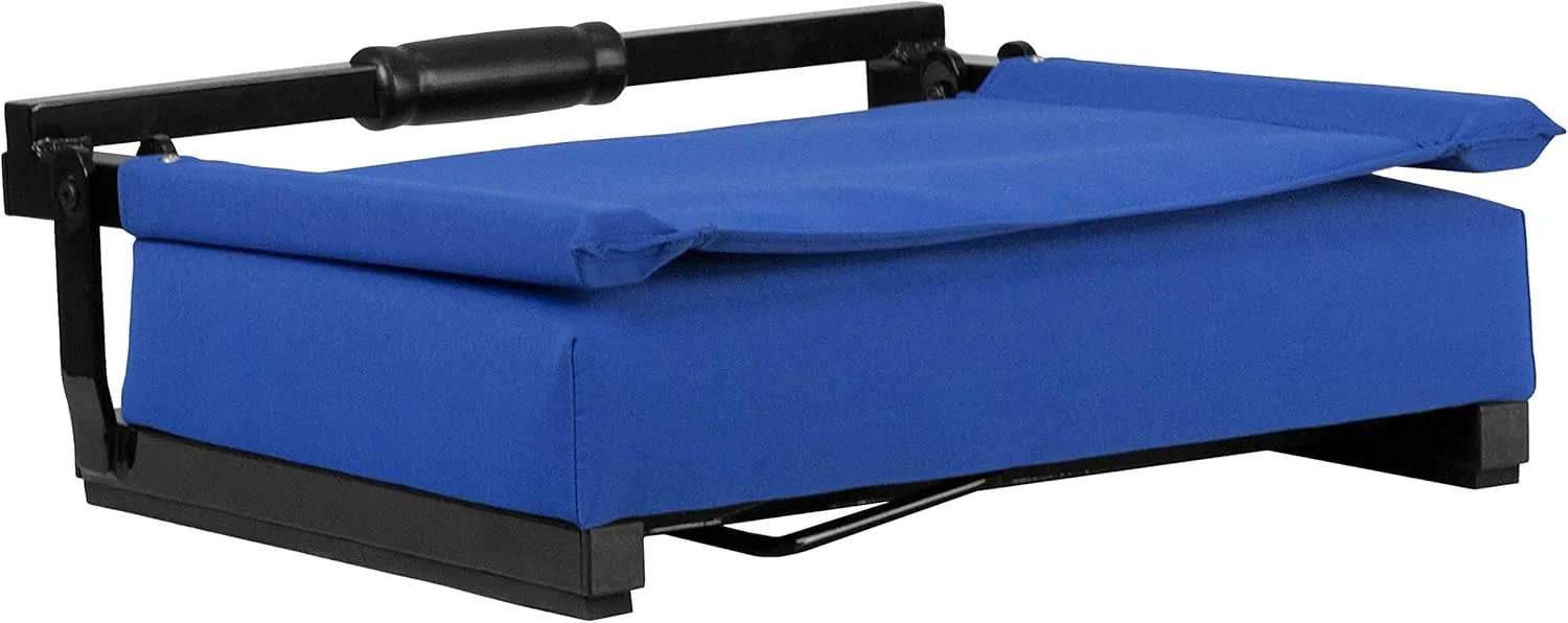 Flash Furniture Grandstand Portable Stadium Seat for Bleachers or Benches, Folding Padded Stadium Chair with Carrying Handle, 500 lb. Weight Capacity, Blue