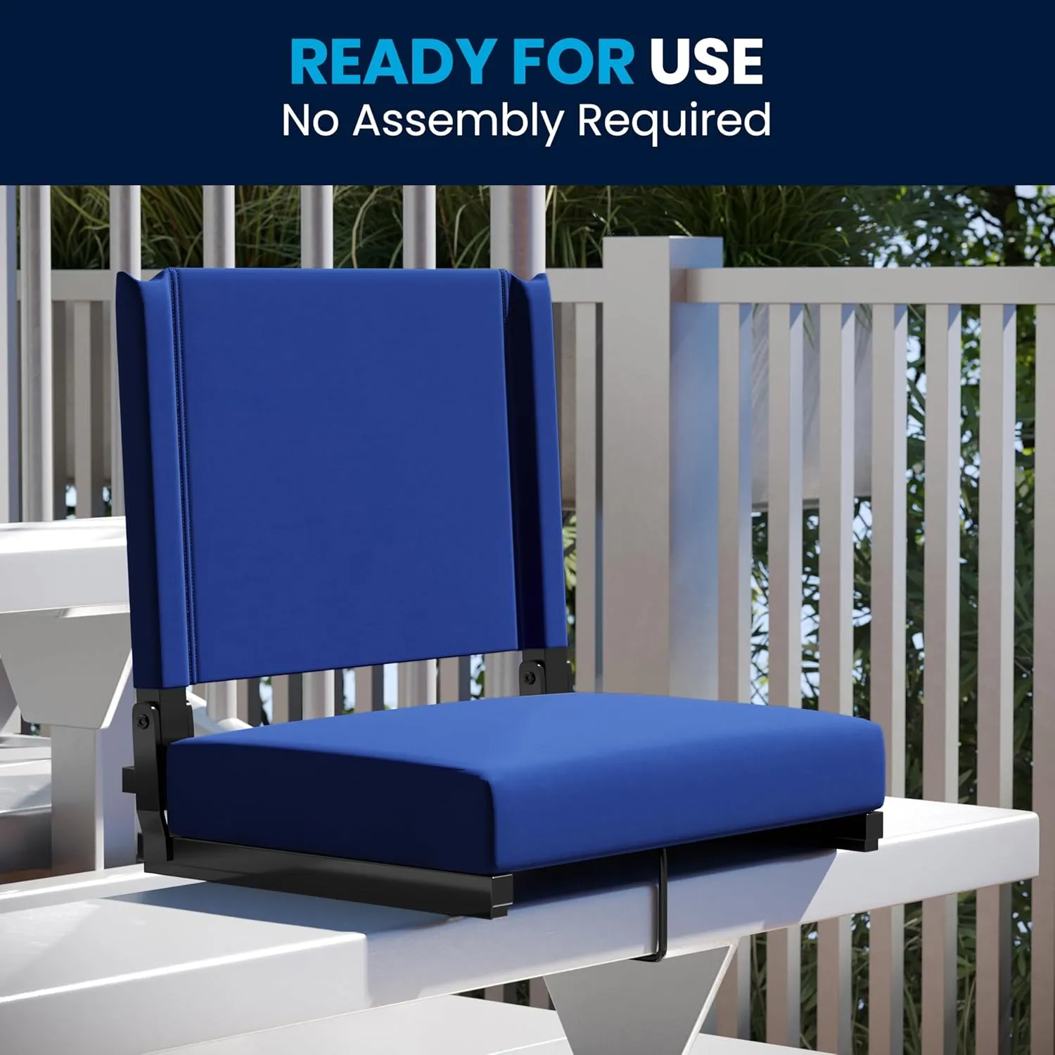 Flash Furniture Grandstand Portable Stadium Seat for Bleachers or Benches, Folding Padded Stadium Chair with Carrying Handle, 500 lb. Weight Capacity, Blue