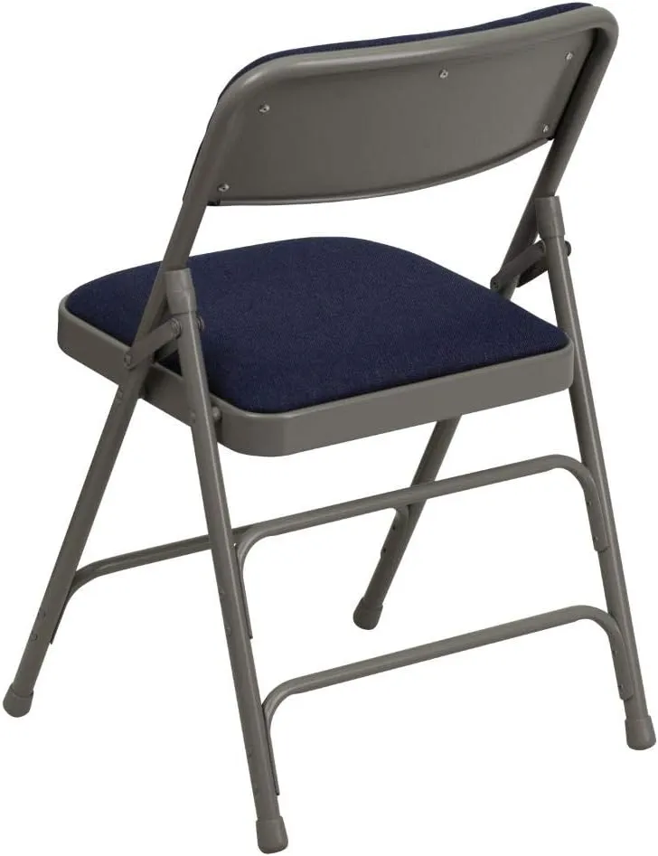 Flash Furniture Hercules Series Sheldon Metal Folding Chairs with Cushioned Seat, Fabric Upholstered Event Chairs, Set of 4, Navy