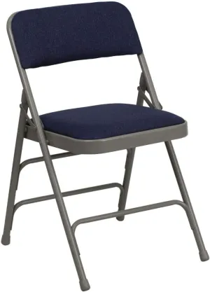 Flash Furniture Hercules Series Sheldon Metal Folding Chairs with Cushioned Seat, Fabric Upholstered Event Chairs, Set of 4, Navy