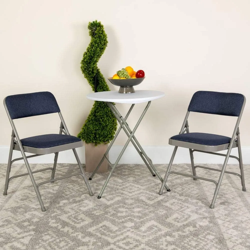 Flash Furniture Hercules Series Sheldon Metal Folding Chairs with Cushioned Seat, Fabric Upholstered Event Chairs, Set of 4, Navy