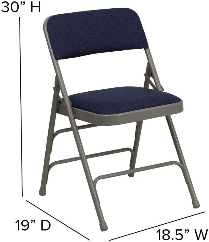 Flash Furniture Hercules Series Sheldon Metal Folding Chairs with Cushioned Seat, Fabric Upholstered Event Chairs, Set of 4, Navy