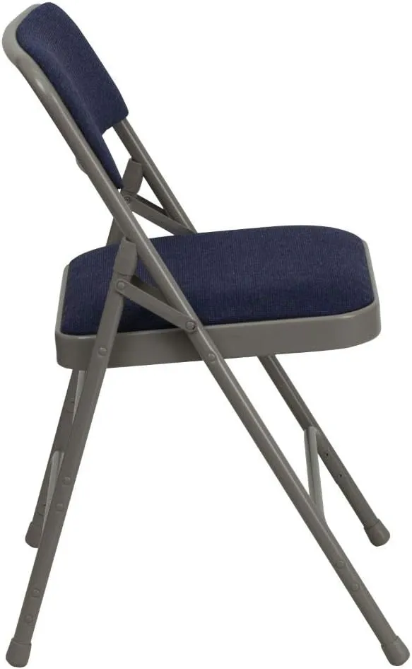 Flash Furniture Hercules Series Sheldon Metal Folding Chairs with Cushioned Seat, Fabric Upholstered Event Chairs, Set of 4, Navy