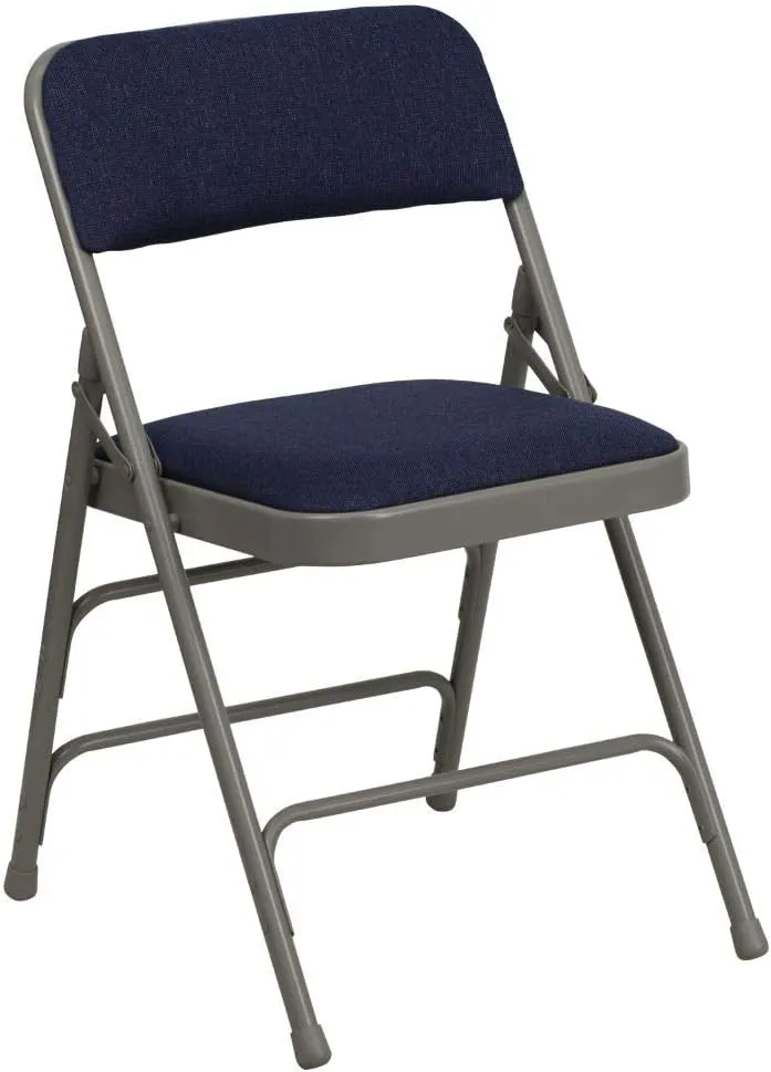 Flash Furniture Hercules Series Sheldon Metal Folding Chairs with Cushioned Seat, Fabric Upholstered Event Chairs, Set of 4, Navy