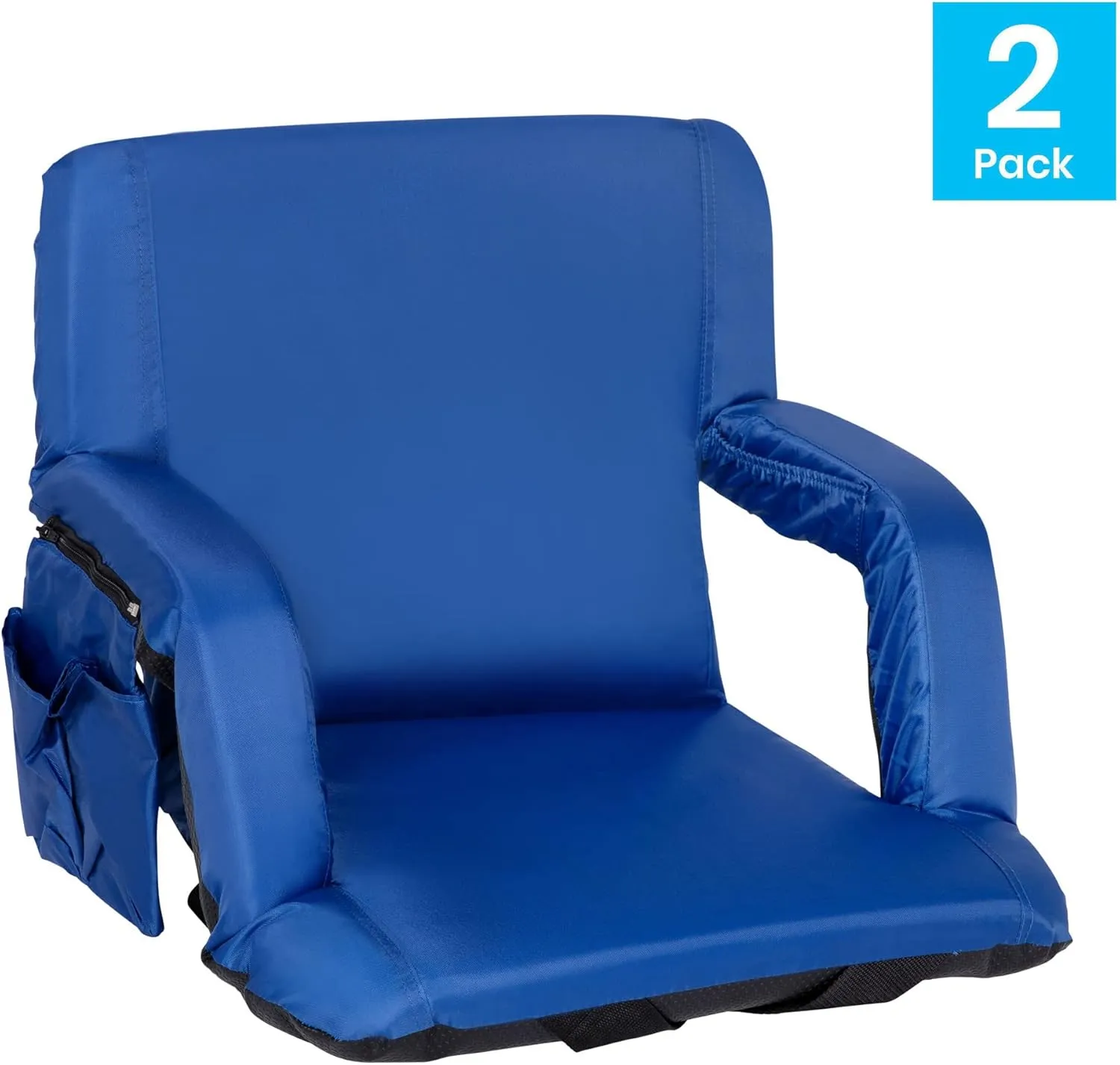 Flash Furniture Malta Portable Stadium Seats for Bleachers or Benches, Padded Stadium Chairs with Backpack Straps and Storage, Pack of 2, 265 lb. Weight Capacity, Blue
